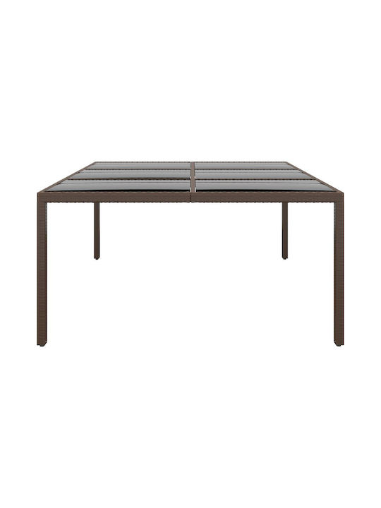 Masa pentru spații exterioare Rattan cu suprafață din sticlă Maro 200x150x75buc