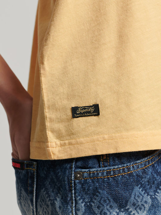VINTAGE LOGO NARRATIVE Women's Summer Blouse Cotton Sleeveless Yellow