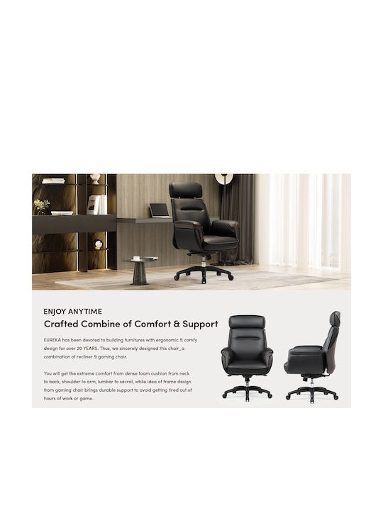 Reclining Office Chair with Fixed Arms Black Eureka Ergonomic