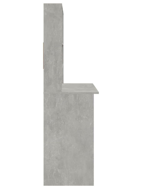 Desk Wooden with Bookshelf Grey Concrete 102x45x148cm