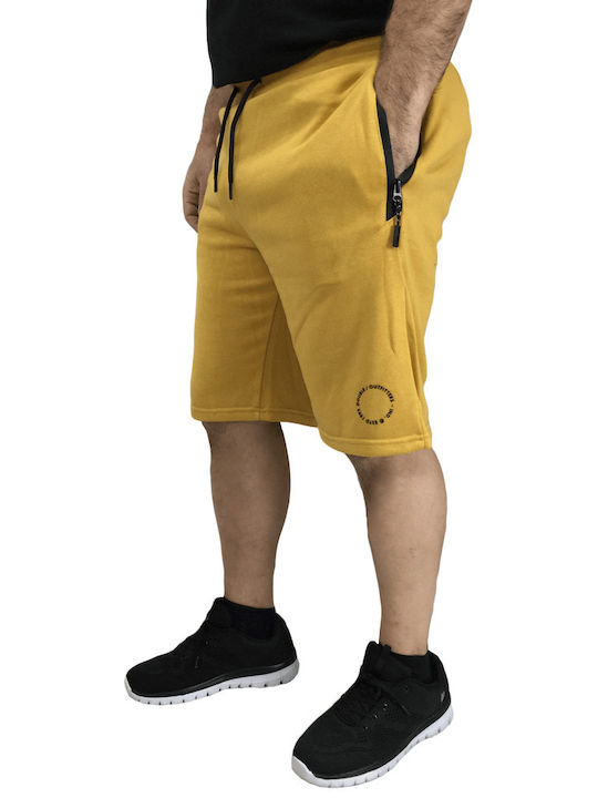 Double Pantaloni scurți sport bărbați Dusty Yellow