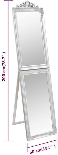 vidaXL Oglindă De Podea Cu Cadru Din Lemn Argintiu 200x50cm