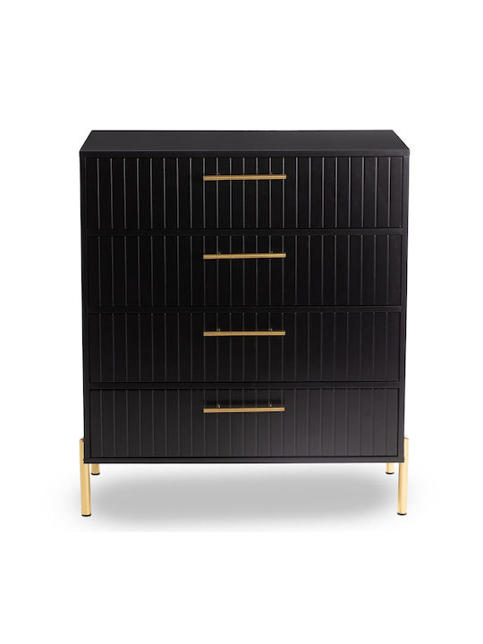 Fino Wooden Chest of Drawers with 4 Drawers Black 80x40x94cm