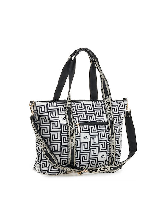 Verde Women's Bag Shopper Shoulder Black/White