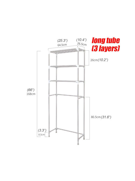 Factory Rafturi de baie Raft Baie Metal cu 3 Rafturi 55x25x150cm Argintie