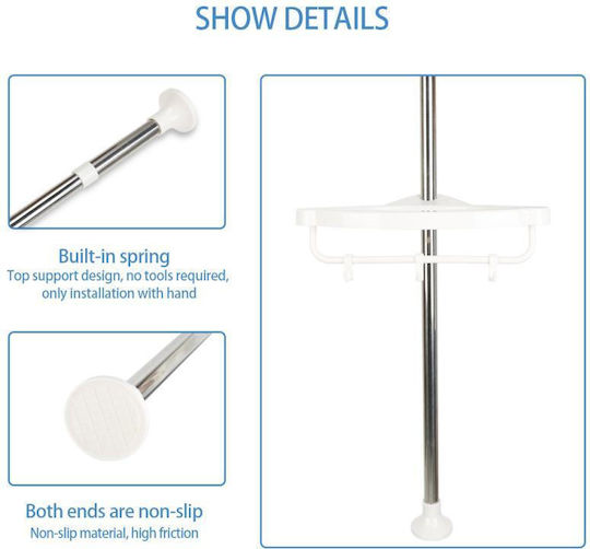 Corner Wall Mounted Bathroom Shelf Plastic with 4 Shelves 33.5x21.5x260cm White