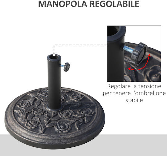 Outsunny Umbrella Stand made of Metal Black Velvet-Black Metal 45.5x45.5x31.5cm