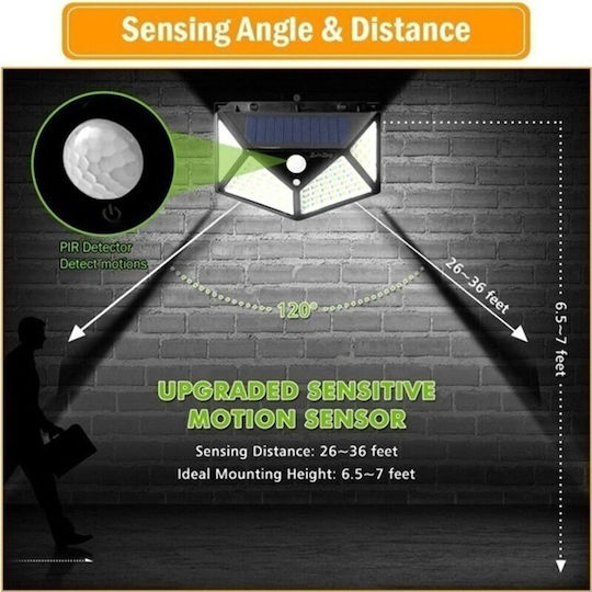 Street Solar Light 7W 700lm Cold White 6000K with Motion Sensor and Photocell 10cmx14cmx6cmcm