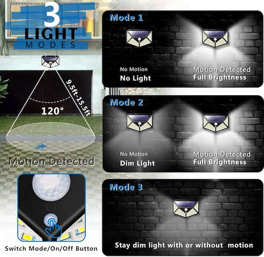 Street Solar Light 7W 700lm Cold White 6000K with Motion Sensor and Photocell 10cmx14cmx6cmcm