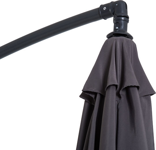 Umbrelă Suspendată Rotundă Metalică Parasol Gri Φ3xÎ2.5m