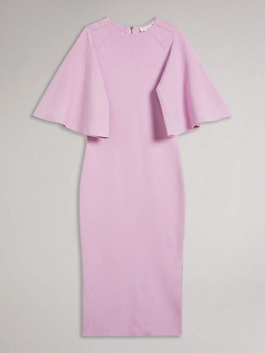 Midi Rochie Mâneci scurte Roz