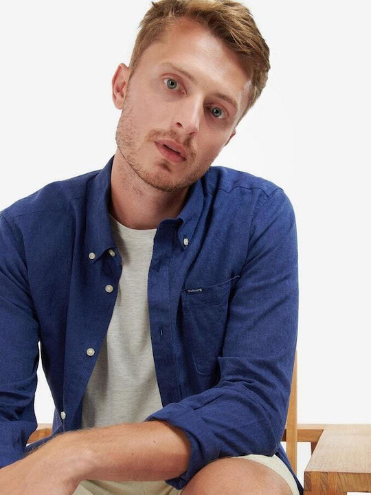 Nelson Long-sleeved Linen Shirt Navy Blue
