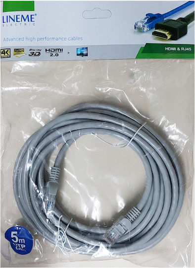 Lineme U/UTP Cat.6 (Gigabit) Καλώδιο Δικτύου Ethernet 5m Γκρι