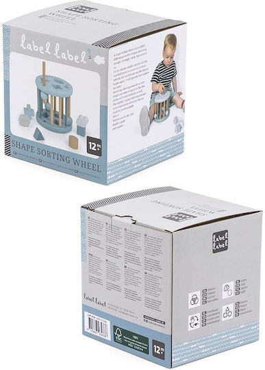 Label Label Jucărie de Sortare a Formelor Shape Sorting Wheel din Lemn pentru 12++ Luni