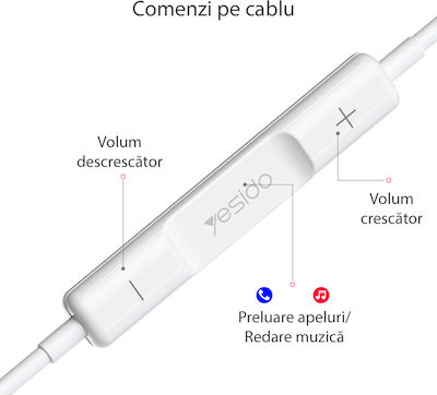 Yesido YH-36 În ureche Handsfree cu Mufă Fulgerul Alb