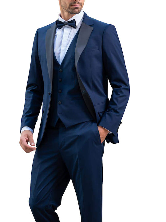 Vittorio Artist Men's Suit with Vest Indigo