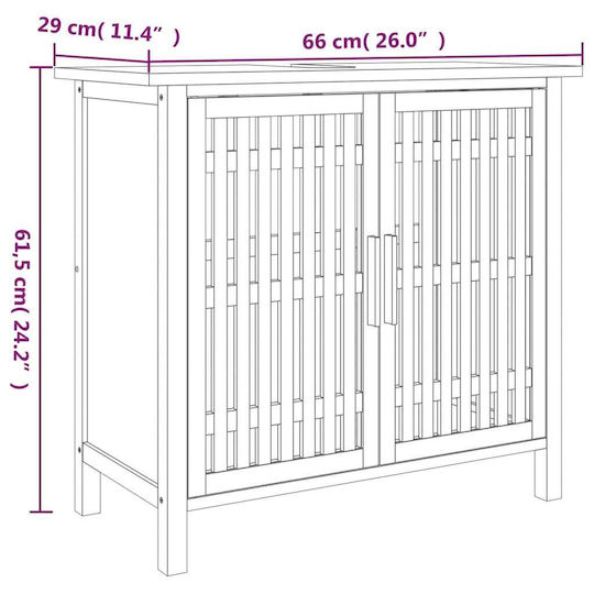 vidaXL Waschtisch ohne Waschbecken L66xB29xH61.5cm Walnuss