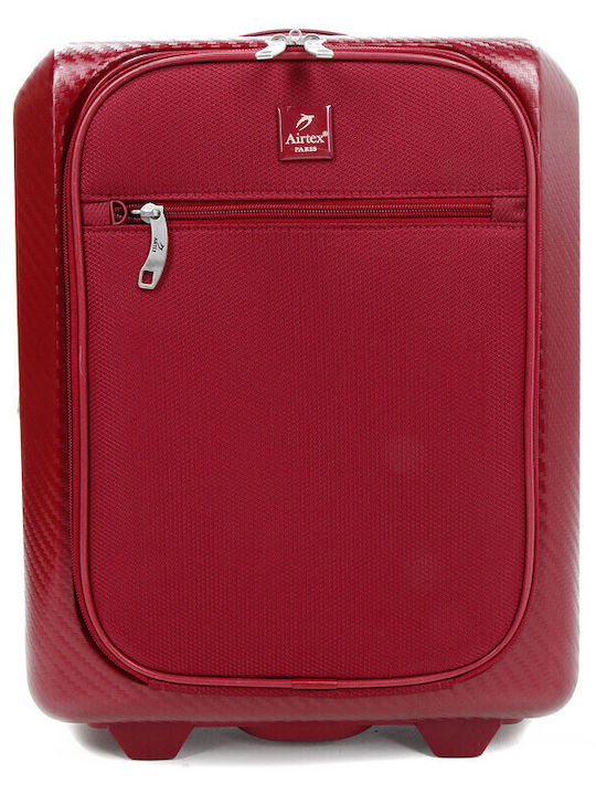 Airtex Paris Cabin Travel Suitcase Fabric Burgundy with 4 Wheels Height 35cm 27995-09