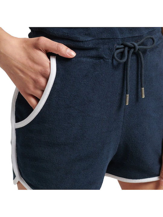 Ovin Vintage Damen Ärmellos Einteiler Shorts Marineblau
