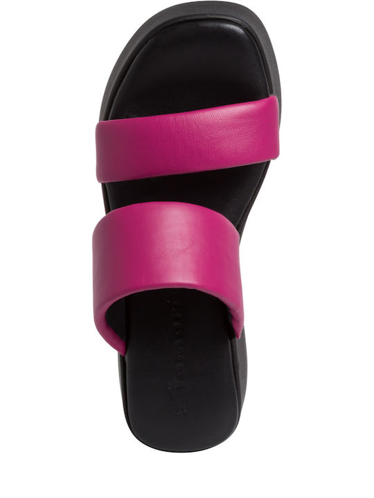 Leder Flache Sandalen für Damen in Fuchsie Farbe