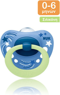 Nuk Orthodontischer Schnuller Silikon Signature Night Sterne Blue Nacht mit Etui für 0-6 Monate 1Stück