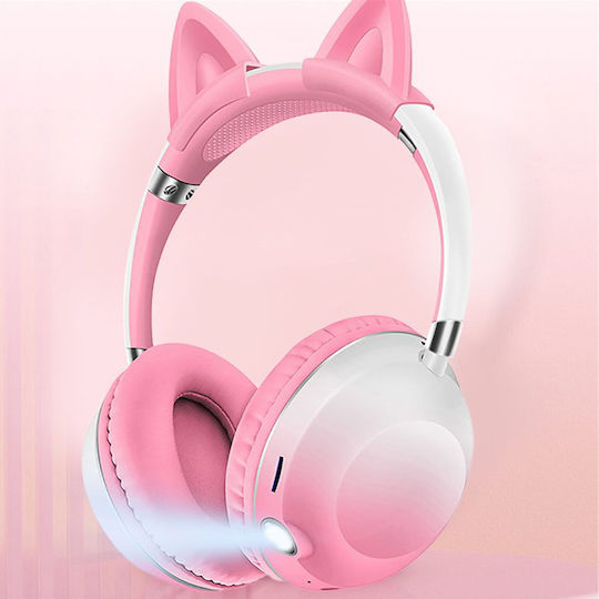 Andowl Q-EM85 Bluetooth Wireless On Ear Headphones with Radio Pink