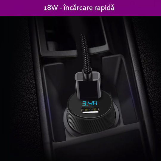 Yesido Y31 Car Charger 18W 3A with Ports 2xUSB-A Black Color