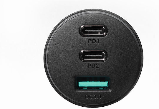 Joyroom JR-CL26 Φορτιστής Αυτοκινήτου 70W με Θύρες: 1xUSB 2xType-C Μαύρο Χρώμα