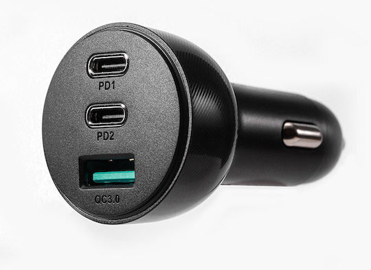Joyroom JR-CL26 Φορτιστής Αυτοκινήτου 70W με Θύρες: 1xUSB 2xType-C Μαύρο Χρώμα