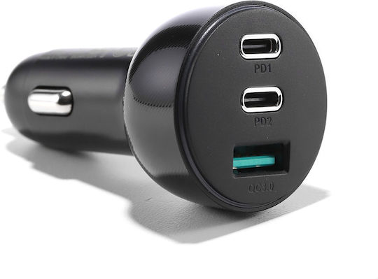 Joyroom JR-CL26 Φορτιστής Αυτοκινήτου 70W με Θύρες: 1xUSB 2xType-C Μαύρο Χρώμα