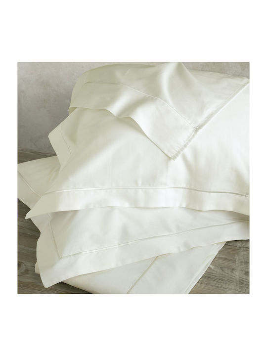 Nima Duvet Cover Set Cotton Satin Queen with 2 Pillowcases 220x240 Forever Ivory