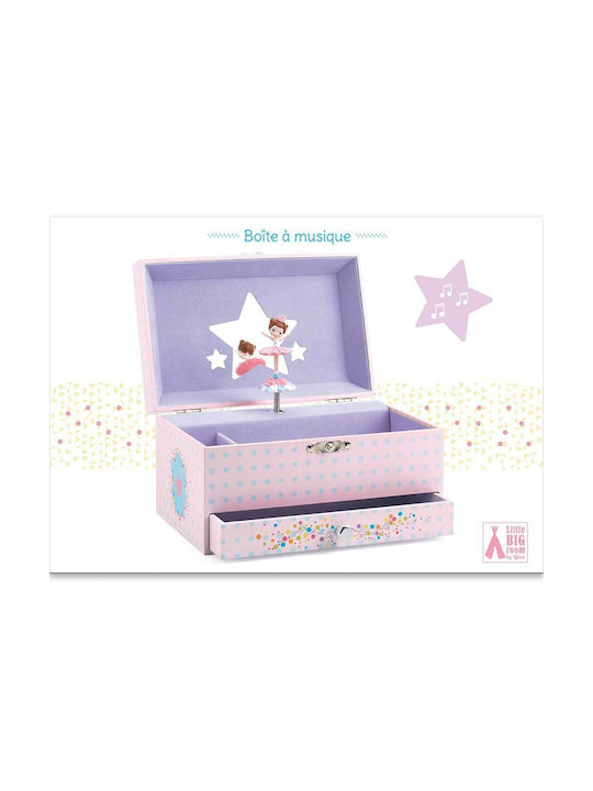 Djeco Kids Ballerina Jewelry Box Made of Pink Wood