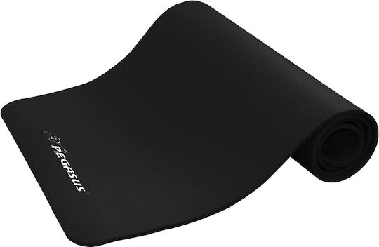Pegasus Exercise Mat Black with Carry Strap (183x61x1cm)