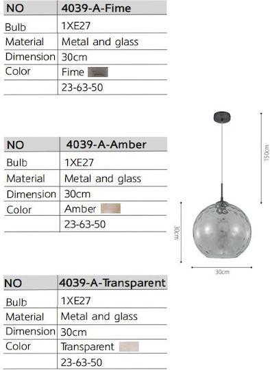Inlight Pendant Light Black Ball with Socket E27 30x30cm