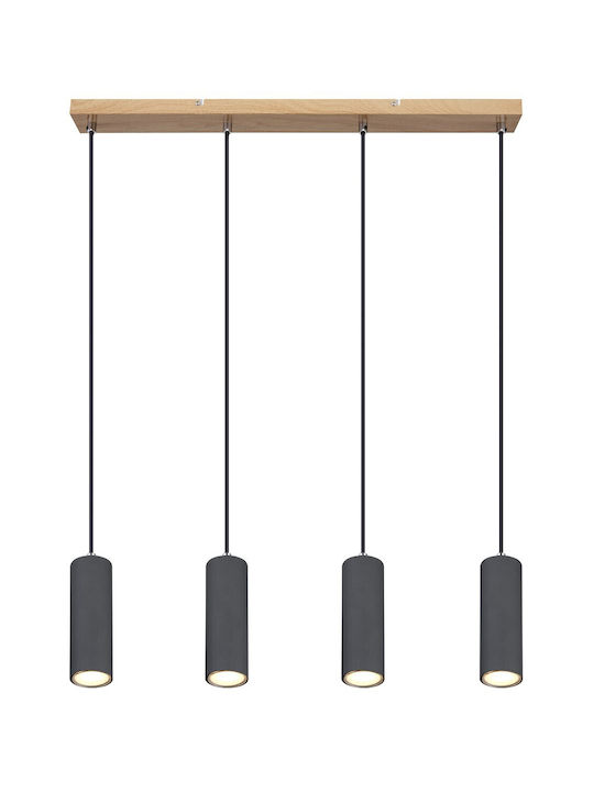 Globo Lighting Robby Suspendat Candelabru Calea ferată pentru 4 Becuri GU10 Gri