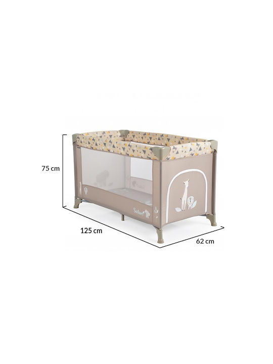 Moni Safari Παρκοκρέβατο με Στρώμα Μπεζ 125x65cm