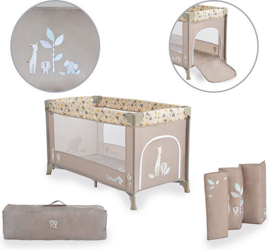Moni Safari Παρκοκρέβατο με Στρώμα Μπεζ 125x65cm