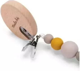 Moulin Roty Clip Pacifier with Beads & Animals made of Wood Polychrome