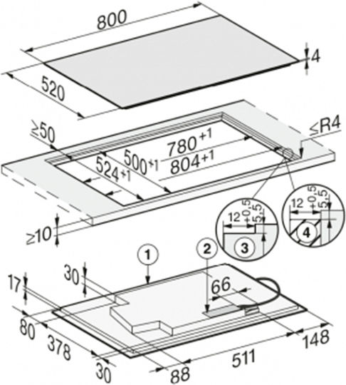 Miele Индукционен котлон Автономен с Функция за заключване 80x52εκ.