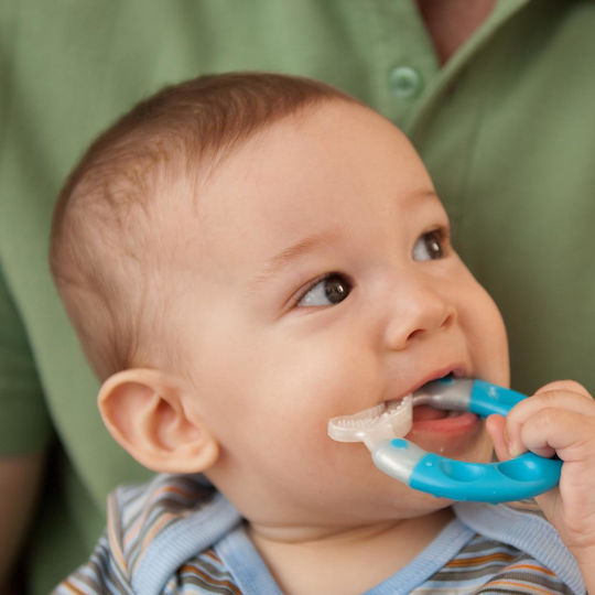 Mam Bite & Brush Μασητικός Κρίκος Οδοντοφυΐας από Πλαστικό για 3 m+ Μπλε