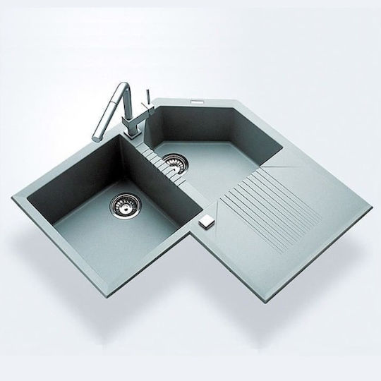 Elleci Tekno Corner Granitek Ένθετος Γωνιακός Αριστερός από Συνθετικό Γρανίτη Μ83xΠ83cm