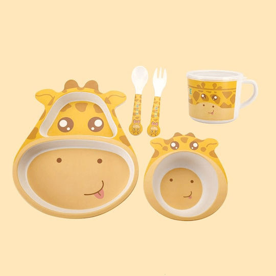 Baby Cloud Feeding Set Giraffe made of Bamboo Yellow 5pcs