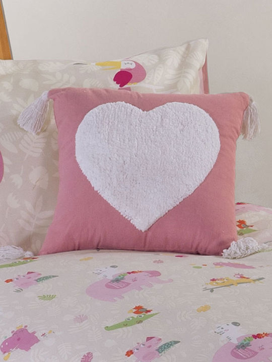 Nef-Nef Homeware Kids Square Throw Pillow Hugging Heart 35x35cm Pink 032712