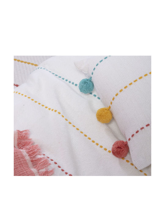 Nef-Nef Homeware Kids Decorative Pillow Life Line Coral and Yellow 35x35cm