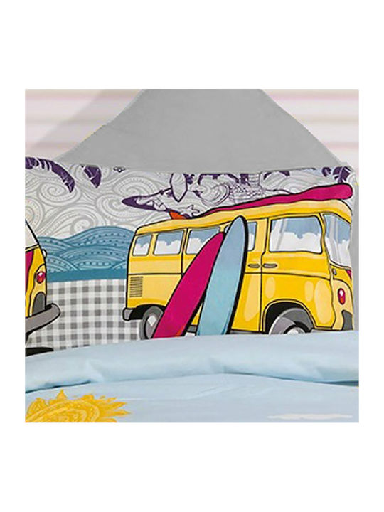 Dimcol Aloha Kids Pillowcase 50x70cm Grey - Sky Blue