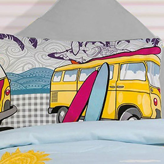 Dimcol Aloha Kids Pillowcase 50x70cm Grey - Sky Blue