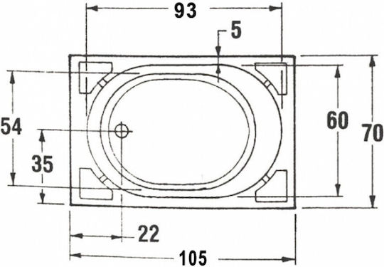Sanitec Gloria Μπανιέρα Ακρυλική 105x70x60cm