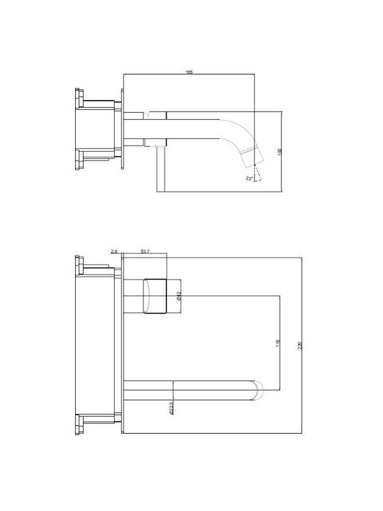 Interflex Pure Built-in Mixer & Spout Set for for Bathroom Sink 1 Exit Silver