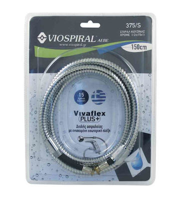 Viospiral Metallic Shower Hose Silver 150cm (1/2")