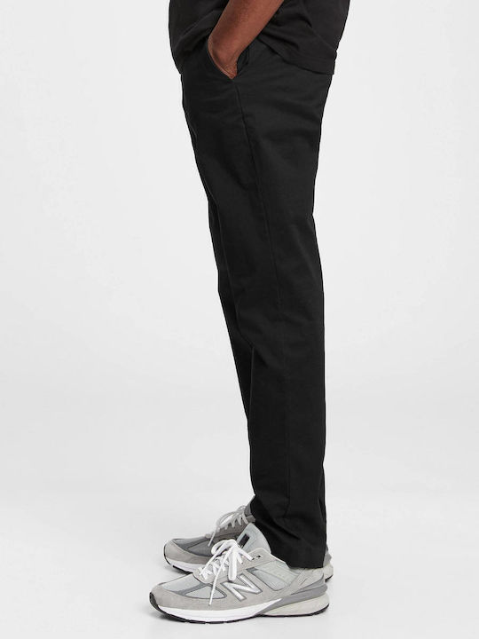 Pantaloni Chino Elastic cu Croială Slim Negru